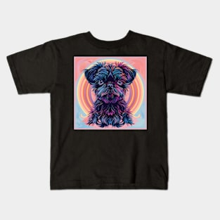 70s Affenpinscher Vibes: Pastel Pup Parade Kids T-Shirt